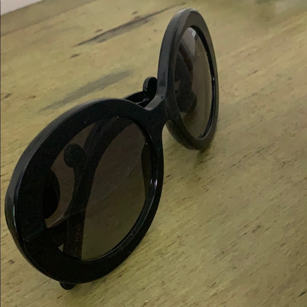 Prada Black Baroque Swirl Women's Round Sunglasses